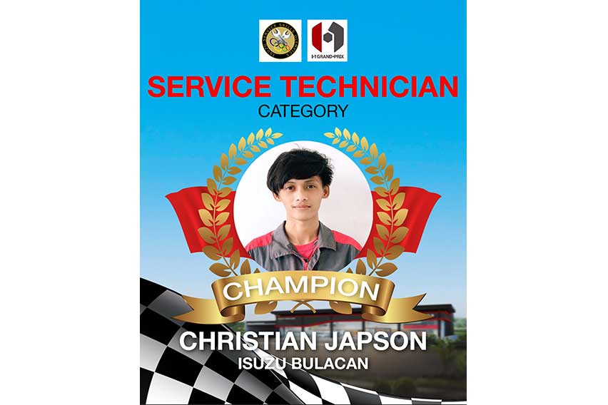 16th Isuzu Service Skills Olympics (ISSO) Service Technician Category Champion Christian Japson of Isuzu Bulacan