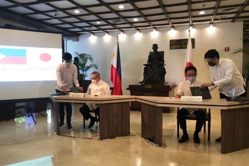 Department of Foreign Affairs (DFA) Secretary Teodoro Locsin, Jr. and Japan Ambassador to the Philippines Koshikawa Kazuhiko signs second tranche loan for Metro Manila Subway Project