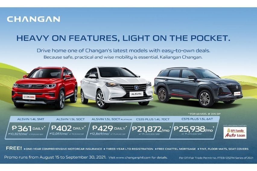 Drive home a brand-new Changan for as low as P361 a day