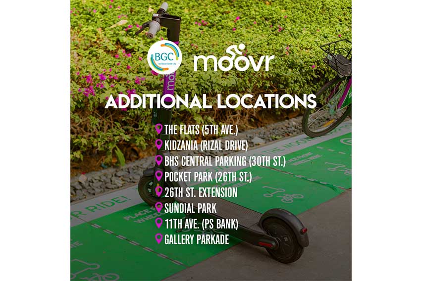 Moovr PH Bike and E-scooter Hubs around Bonifacio Global City BGC