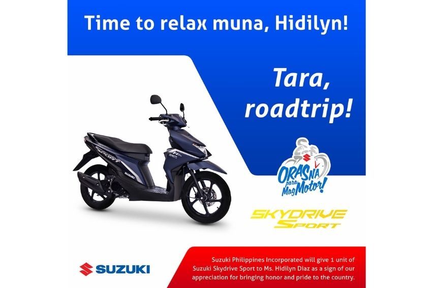 Suzuki pledges a Skydrive Sport to Hidilyn Diaz
