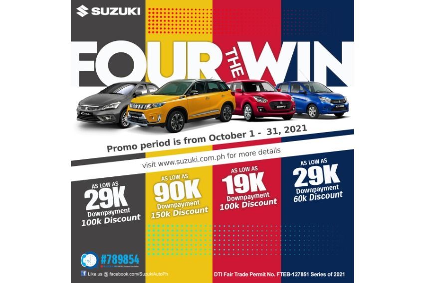 Suzuki Vitara at P150K off in 'Four the Win' promo
