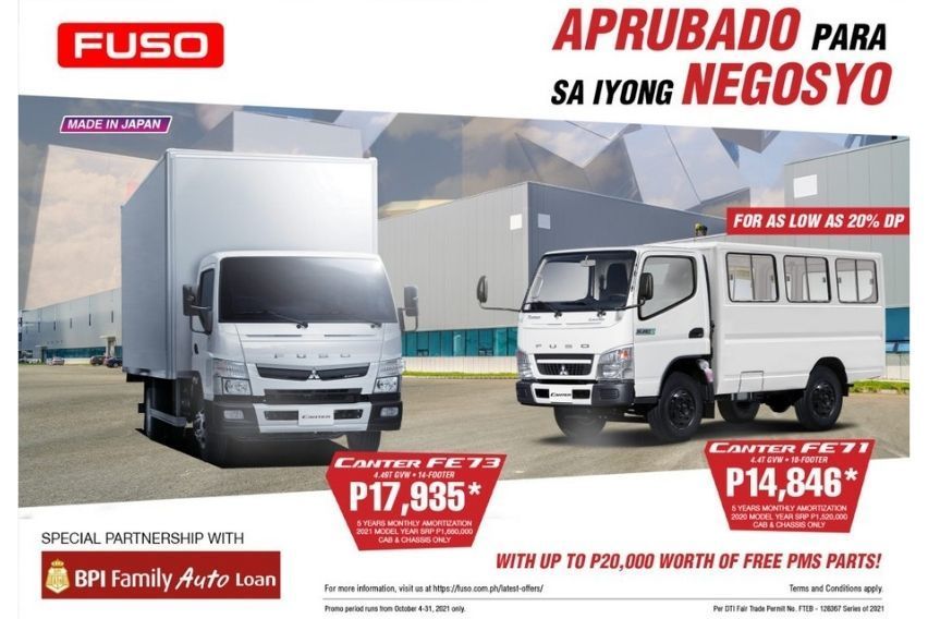 Fuso PH, BPI Family roll out special deals for 2 Canter models