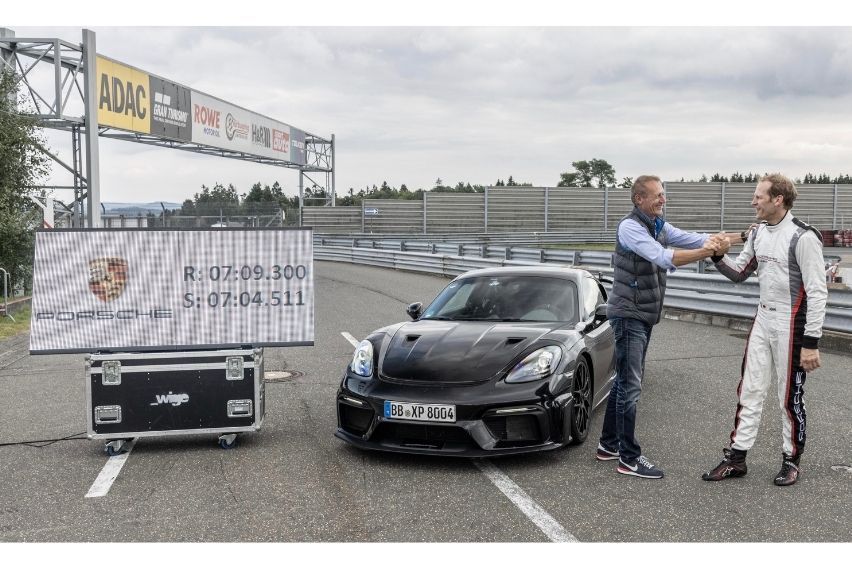 Porsche GT Model Line Director Andreas Preuninger and Porsche Brand Ambassador Jorg Bergmeister
