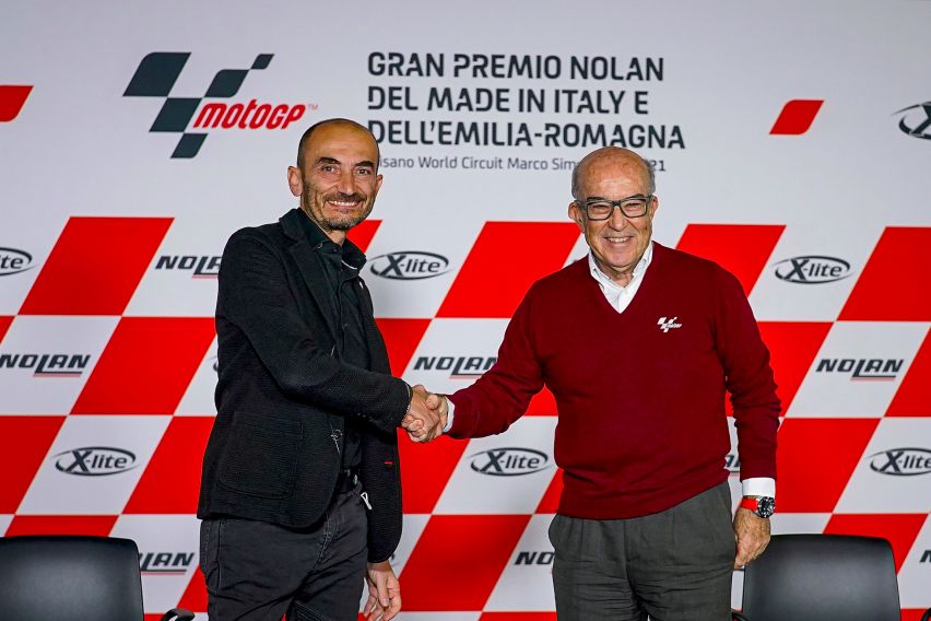 Ducati Motor Holding CEO Claudio Domenicali and Dorna Sports CEO Carmelo Ezpeleta 