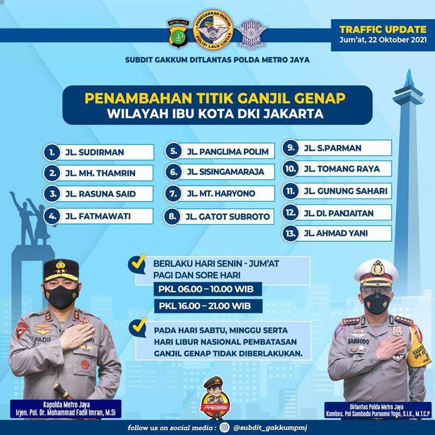 Ganjil Genap Di Jakarta Bakal Berlaku Di 25 Ruas Jalan, Ingat Lagi ...