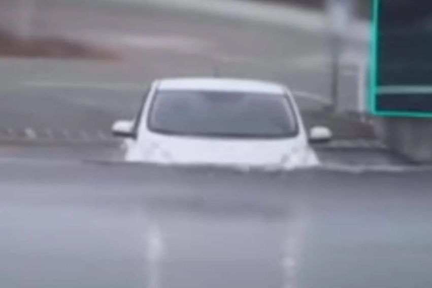 Electric vehicle in flood