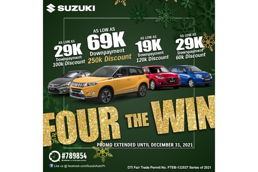 Get up to P250K off on this foursome of Suzuki models this Dec.