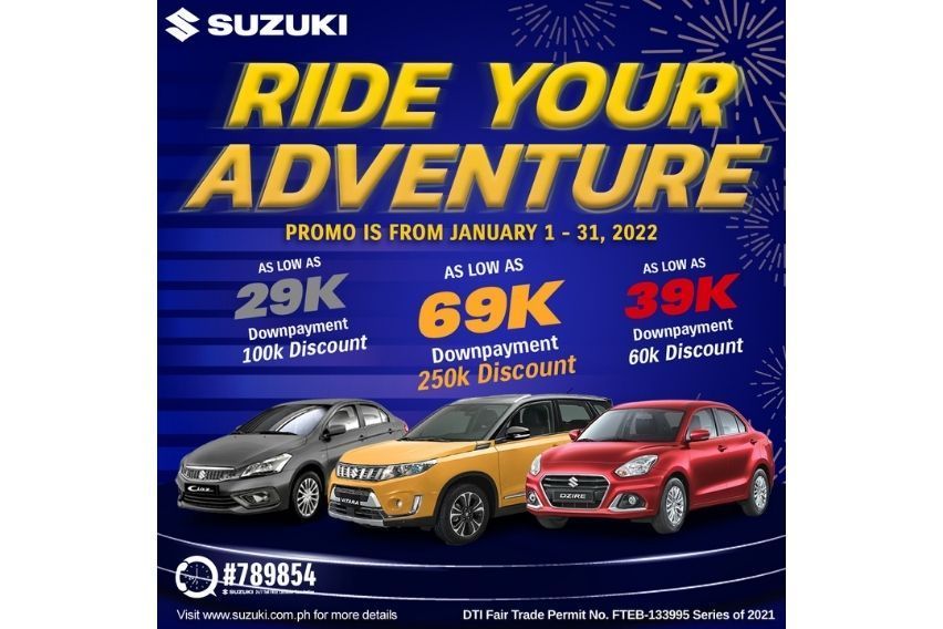 Suzuki PH welcomes 2022 with low DP deals, huge cash discounts