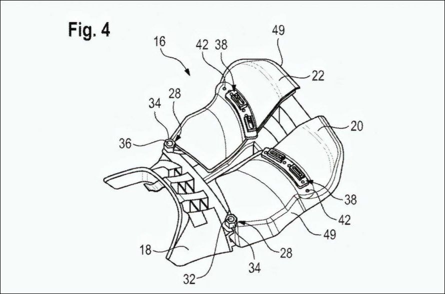 BMW adjustable-width saddle patent detail