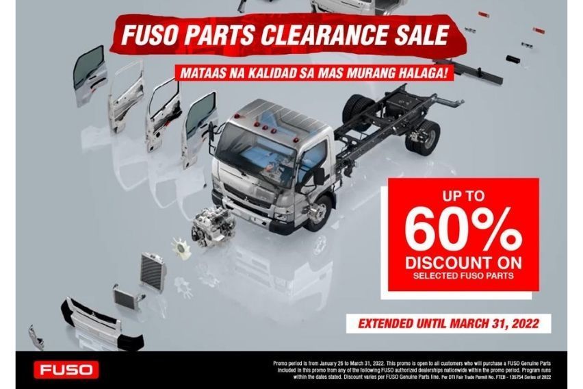 'Fuso Parts Clearance Sale’ extended until Mar. 31