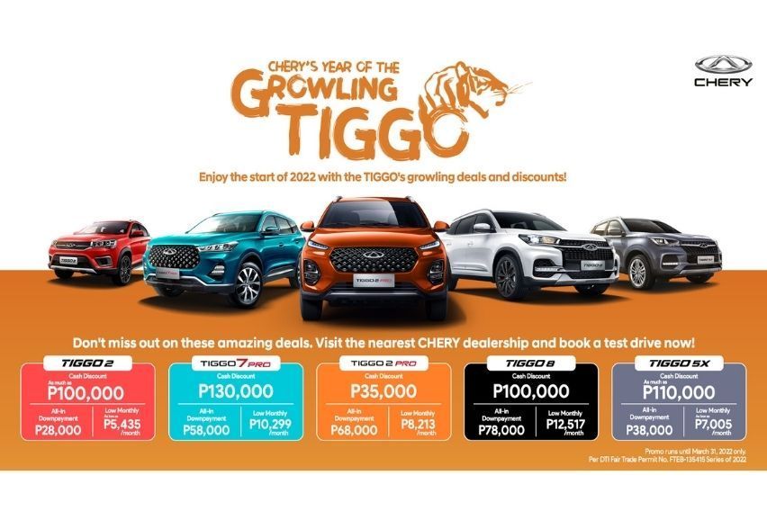 Chery Auto's CNY promo offers up to P130,000 cash discount and more
