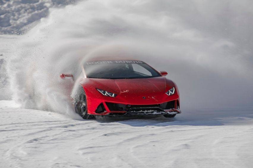 Lamborghini models showcase capabilities at Livigno winter landscape