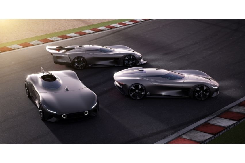 Jaguar Vision Gran Turismo 7 Roadster, Jaguar Gran Turismo SV, and Jaguar Vision Gran Turismo Coupe