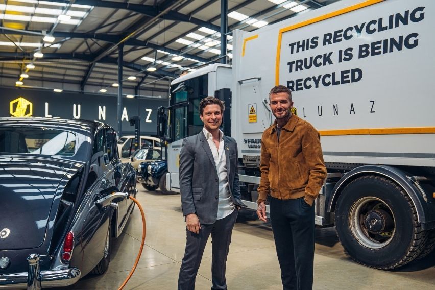 Lunaz Founder and Chief Executive Officer (CEO) David Lorenz with David Beckham