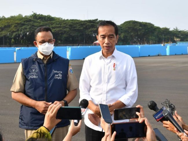 Anies dan Jokowi tinjau sirkuit Formula E Ancol