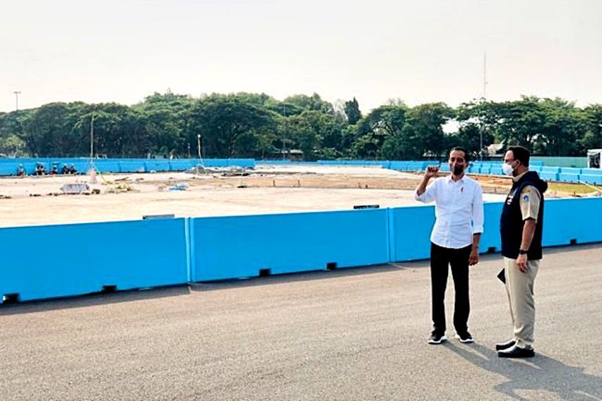 Jokowi dan Anies Tinjau Langsung Sirkuit Formula E di Ancol