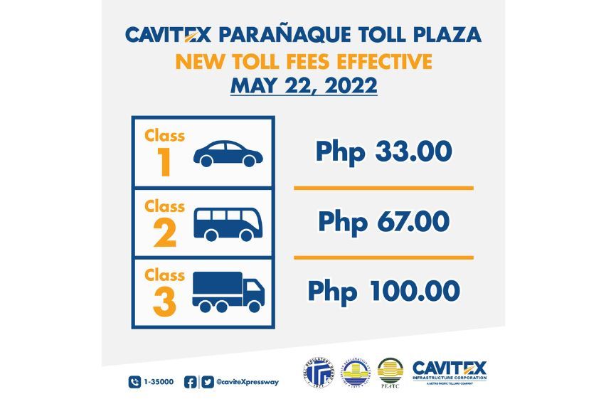 Cavitex toll rates starting May 22, 2022
