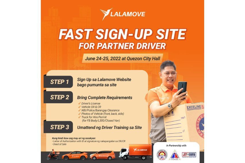 Lalamove, QC gov't to open 'Fast Sign-Up Site' for delivery partners from Jun. 24-25
