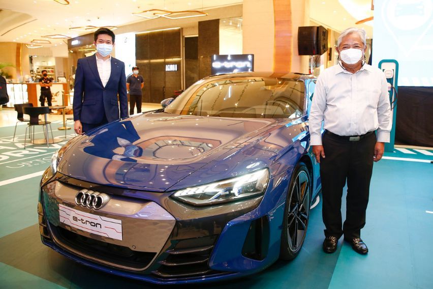 Electric vehicle charging station in Uptown Mall