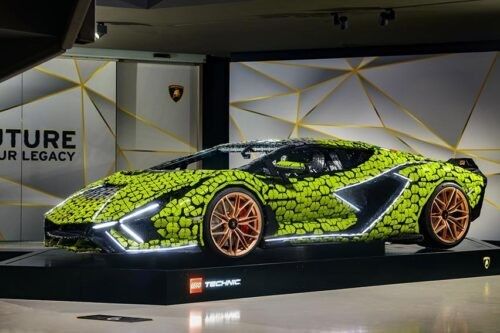 Over 400,000 Lego pieces were used to build this life-size Lamborghini Sián