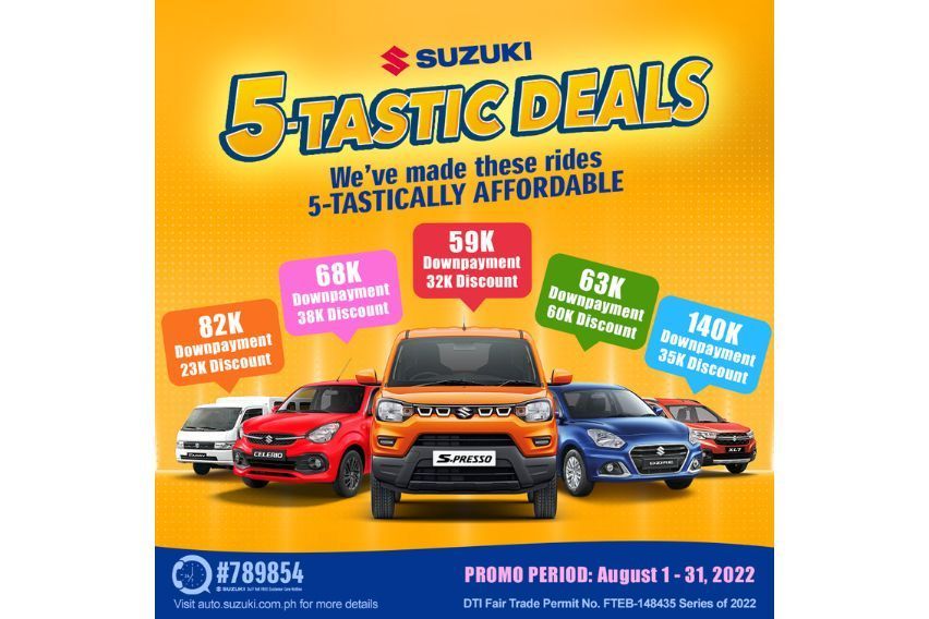 '5-Tastic Deals' from Suzuki offer cash discounts, low DP on 5 models