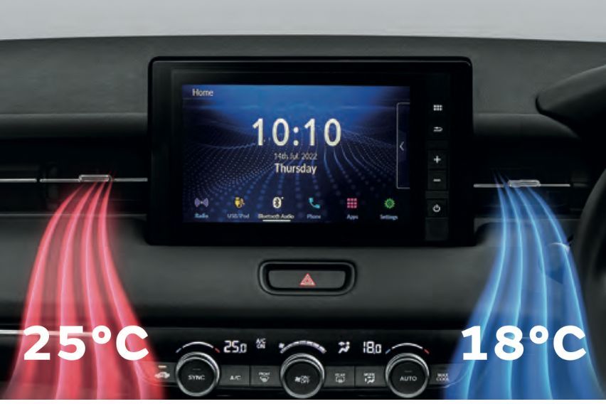 Dual-zone auto air-conditioning with Honda-first Air diffusion system