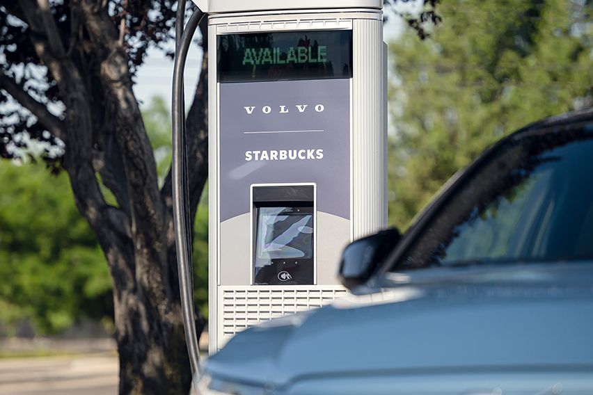 Volvo x Starbucks electric vehicle (EV) charging station