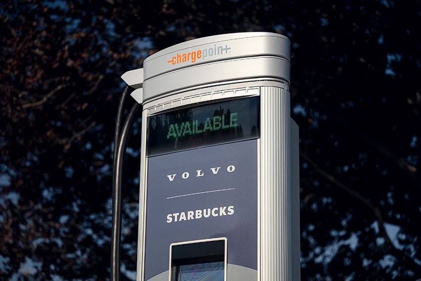 Volvo x Starbucks electric vehicle (EV) charging station