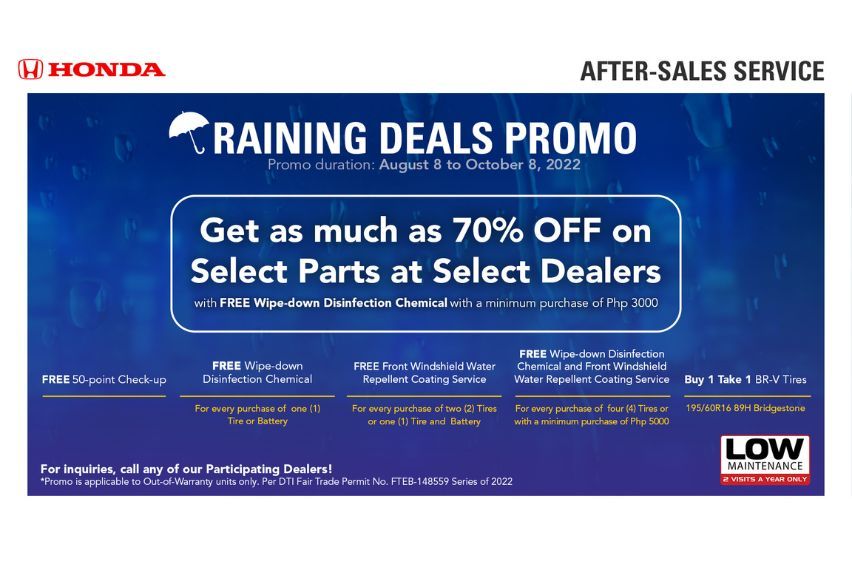 Check out these rainy day specials from Honda Cars PH