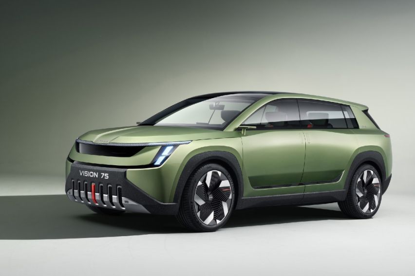 Skoda introduces Vision 7S concept EV, new design direction, and new logo 