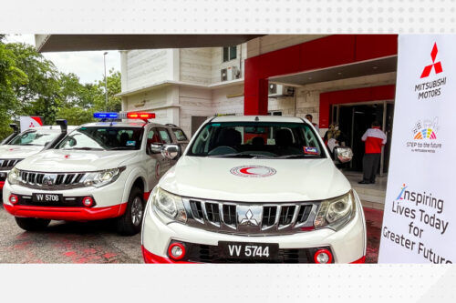Three Mitsubishi Triton pickup trucks donated to the Malaysia Red Crescent Society 