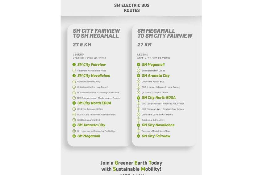 Electric bus service now ply SM Megamall to SM Fairview route