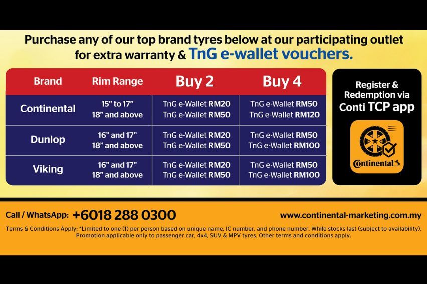 Continental, Dunlop & Viking Tyres offer exclusive deals for 66th Merdeka Day celebration