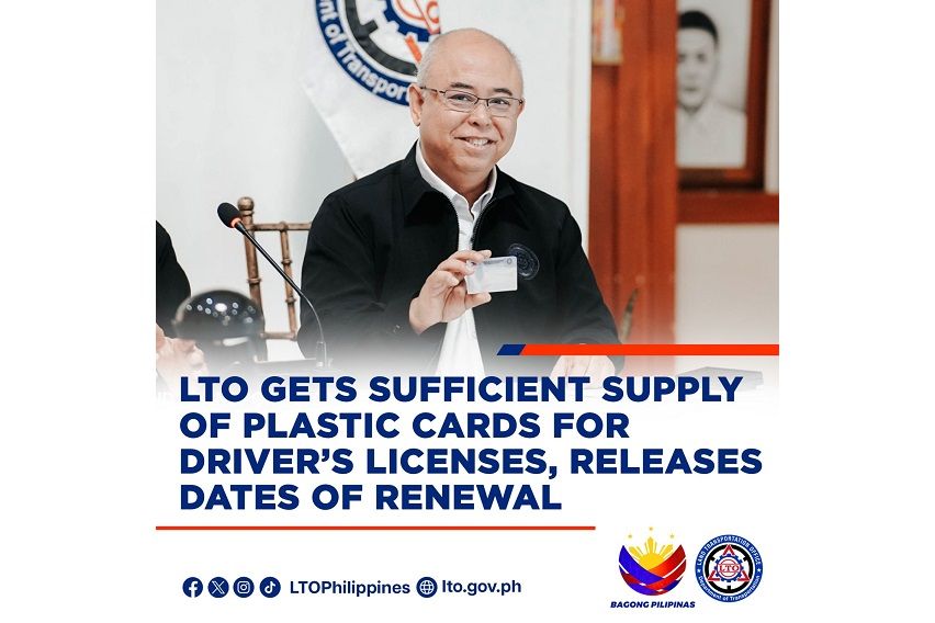 LTO confirms enough supply of plastic cards for DL renewal