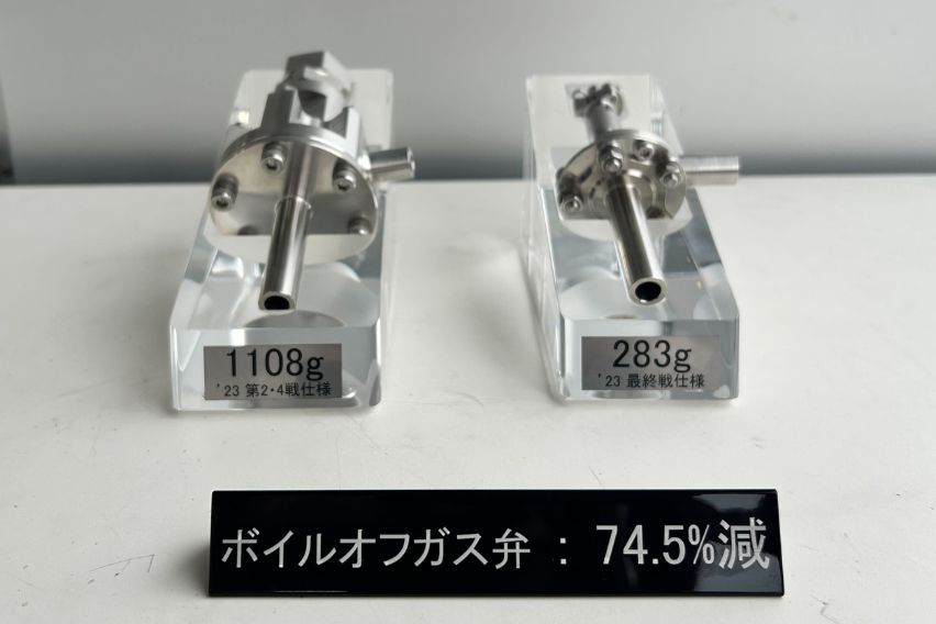 Boil-off gas valve before and after weight reduction