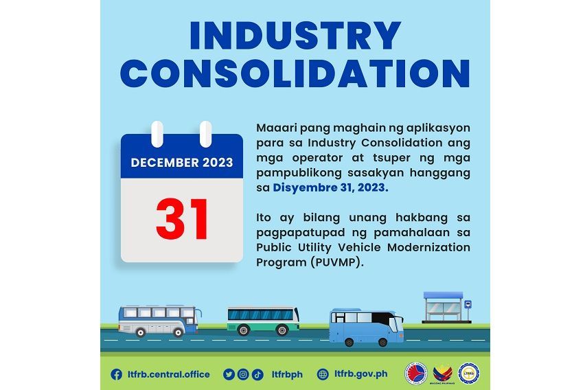 LTFRB reminds PUV owners, operators of industry consolidation deadline