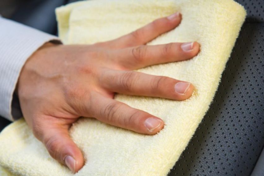 Remove stains from car fabric seats