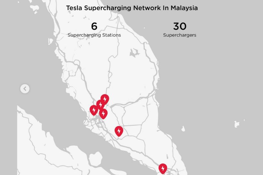Tesla charging network in Malaysia