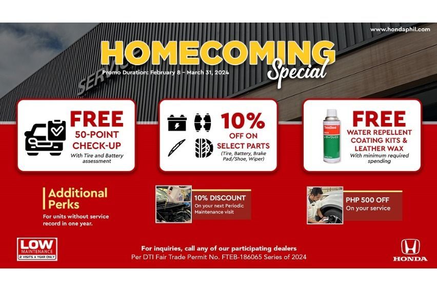 Honda Cars PH rolls out 'Service Homecoming Special Promo'