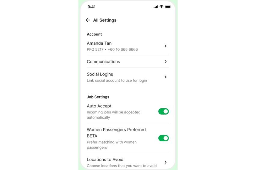 Grab_Women Passengers Preferred