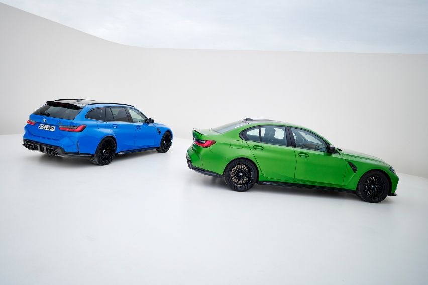 BMW M3 Competition XDrive Sedan (green) and Touring (Blue)