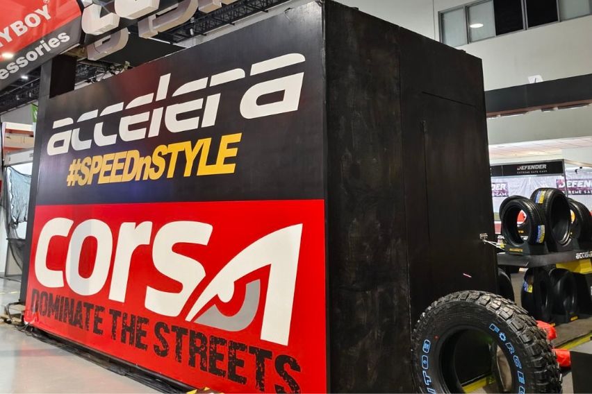Corsa booth at 2024 Trans Sport Show standee