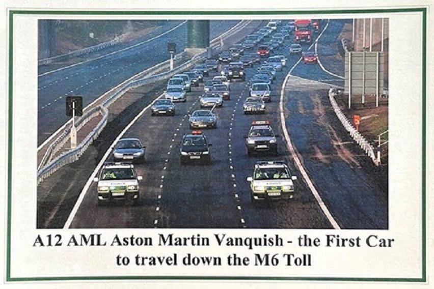 Aston Martin Vanquish on M6 Toll