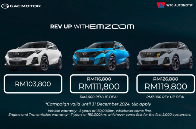 GAC GS3 EMzoom price Mlaaysia ckd