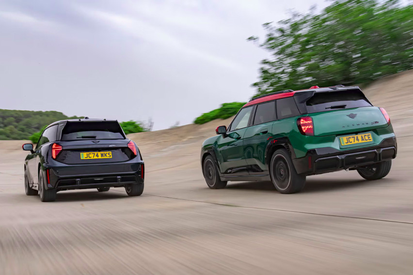 two all-electric JCW models rear-profile