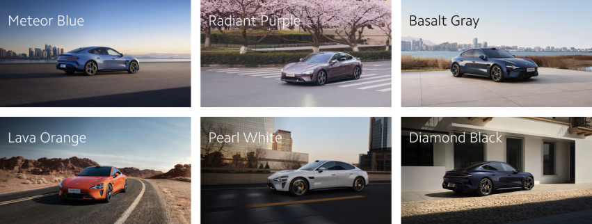Xiaomi SU7 colour options