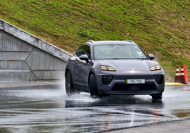 Porsche Macan stability control wet roads Malaysia