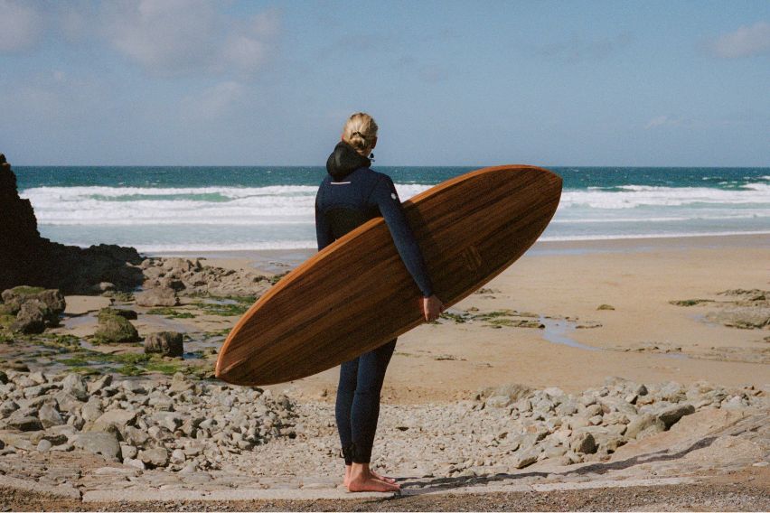 Bentley Koa veneer surfboard