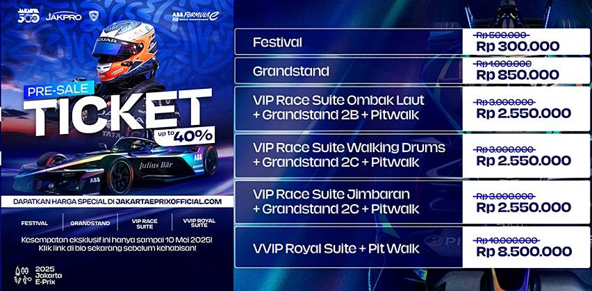 Tiket pre-sale Jakarta E Prix 2025